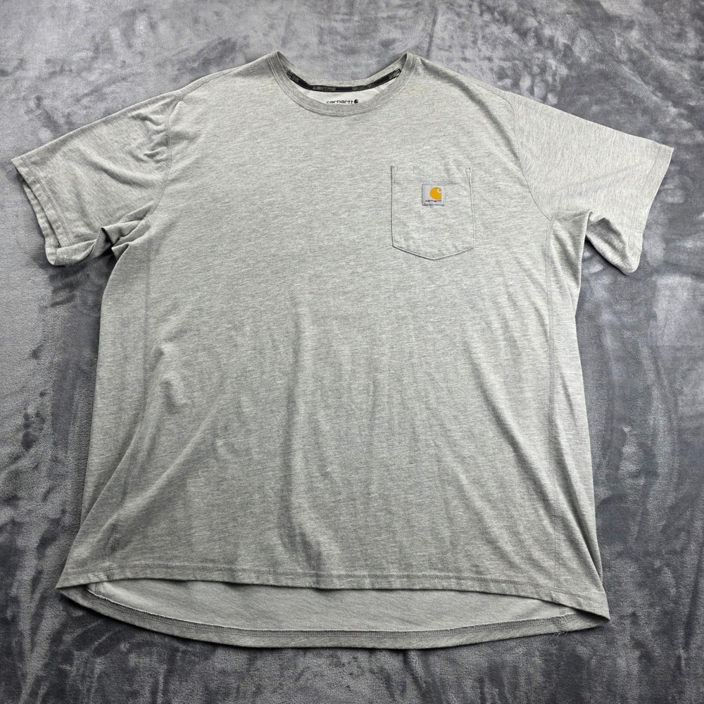 Carhartt T-Shirt 2XL Gray Mens Relaxed Fit Cotton Blend Pocket Force Work Tee